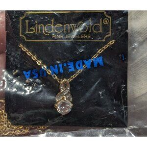 Vintage 80s Lindenwold 14k Gold Filled Cubic Zirconia Infinity Pendant Necklace